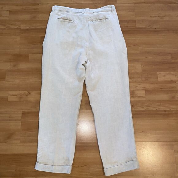 Banana Republic Smithfield Pants Mens 35x30 Beige Pleated Chino 100% Linen - Picture 6 of 10